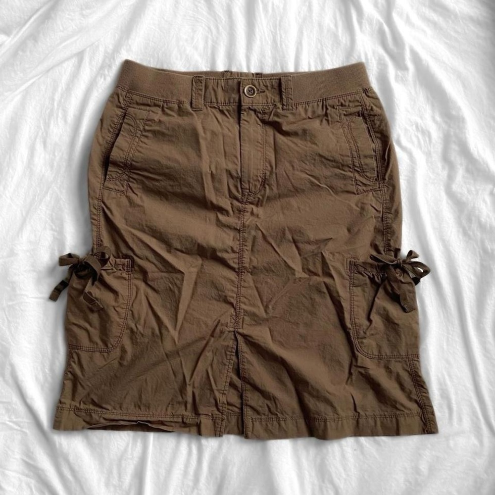 Eddie Bauer Brown Casual Cargo Midi  Skirt with Side Ties Size 4